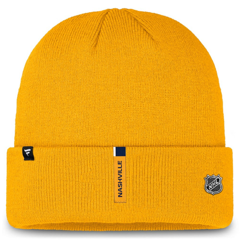 Nashville Predators Fanatics Authentic Pro Cuffed Knit Hat - Gold Hats
