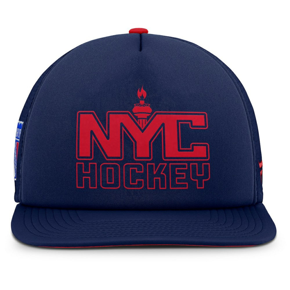 New York Rangers Fanatics Authentic Pro Hometown Rink Foam Trucker Snapback Hat - Navy/Red Hats