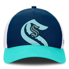 Seattle Kraken Fanatics Authentic Pro A-Frame Rink Adjustable Hat - Deep Sea Blue/Light Blue Hats