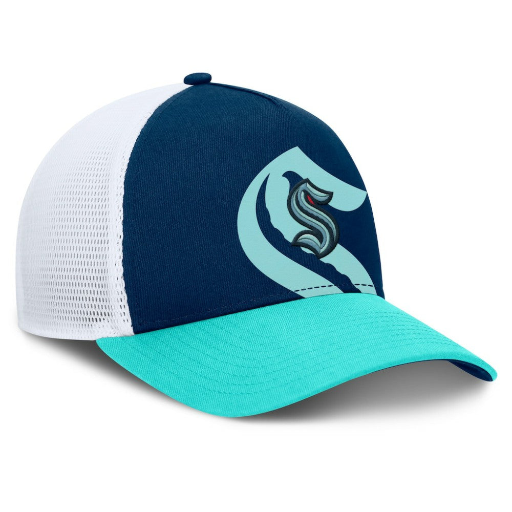 Seattle Kraken Fanatics Authentic Pro A-Frame Rink Adjustable Hat - Deep Sea Blue/Light Blue Hats