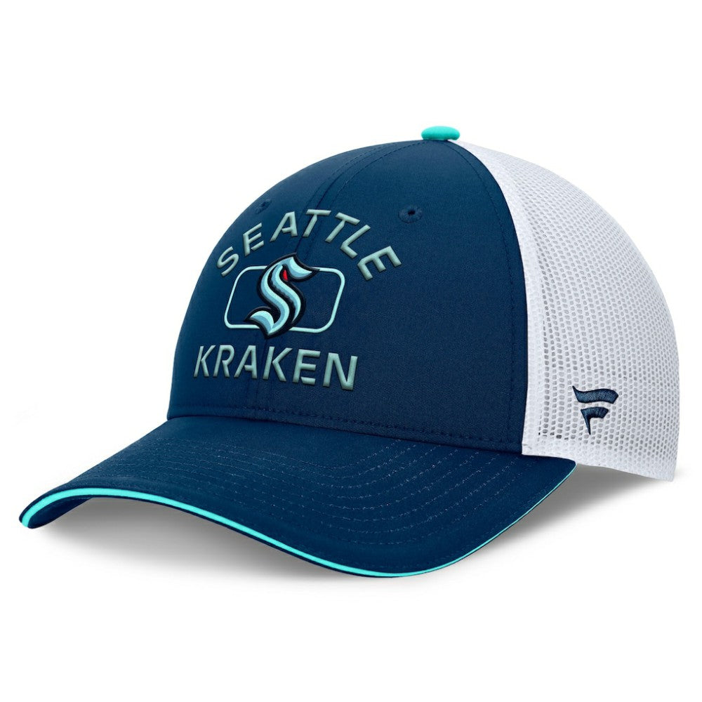 Seattle Kraken Fanatics Authentic Pro Rink Trucker Hat - Deep Sea Blue/White Hats