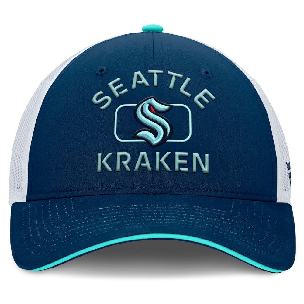 Seattle Kraken Fanatics Authentic Pro Rink Trucker Hat - Deep Sea Blue/White Hats
