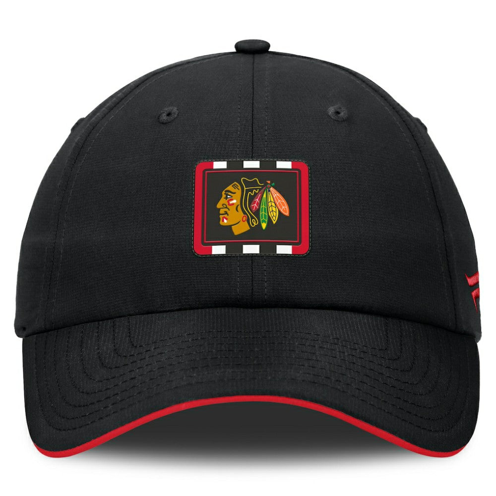 Chicago Blackhawks Fanatics Authentic Pro Ripstop Adjustable Hat - Black/Red Hats