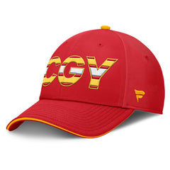 Calgary Flames Fanatics Authentic Pro Rink Team Code Flex Hat - Red/Gold Hats