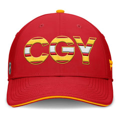 Calgary Flames Fanatics Authentic Pro Rink Team Code Flex Hat - Red/Gold Hats