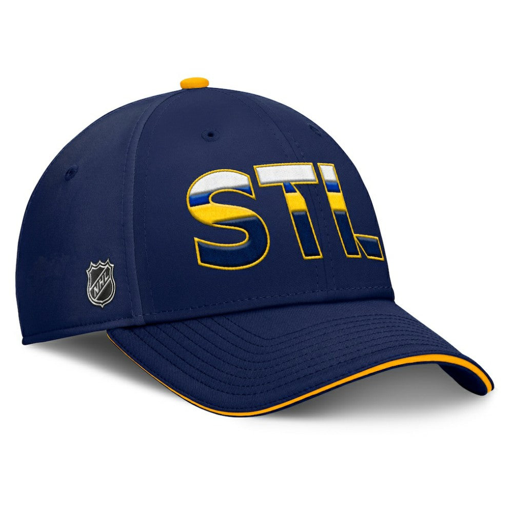 St. Louis Blues Fanatics Authentic Pro Rink Team Code Flex Hat - Navy/Gold Hats
