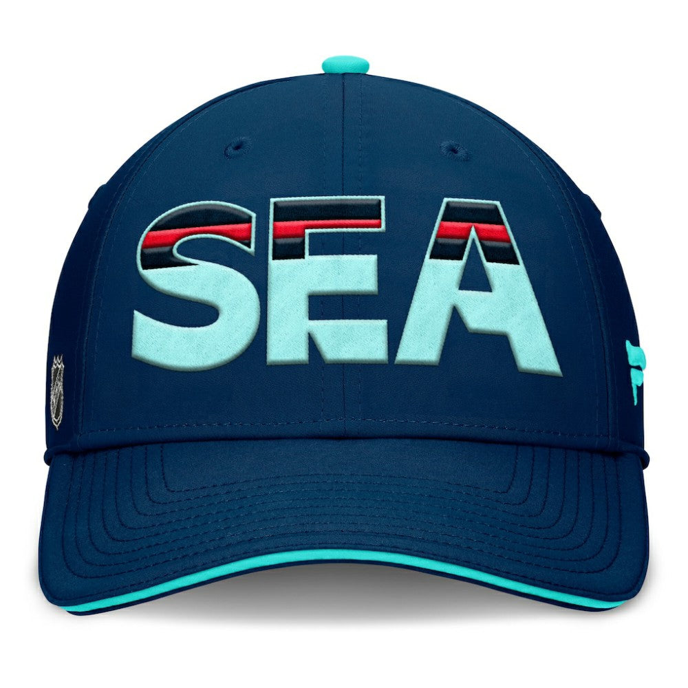 Seattle Kraken Fanatics Authentic Pro Rink Team Code Flex Hat - Deep Sea Blue/Light Blue Hats