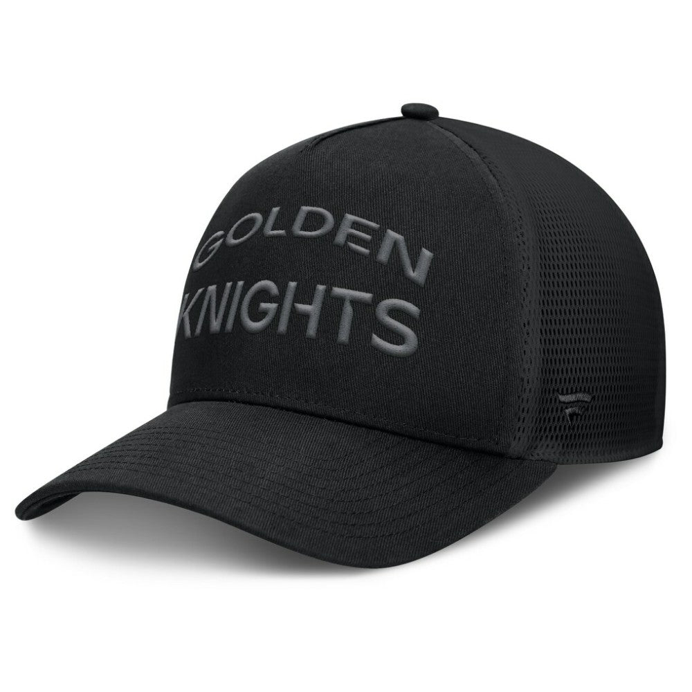 Vegas Golden Knights Fanatics Authentic Pro Road Stack Text A-Frame Adjustable Hat - Black Hats