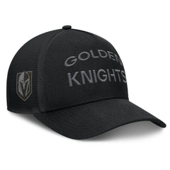 Vegas Golden Knights Fanatics Authentic Pro Road Stack Text A-Frame Adjustable Hat - Black Hats