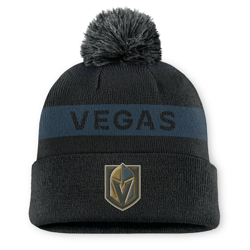 Vegas Golden Knights Fanatics Women's Authentic Pro Rink Cuffed Knit Hat with Pom - Black/ Hats