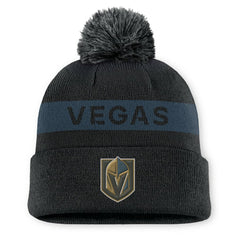 Vegas Golden Knights Fanatics Women's Authentic Pro Rink Cuffed Knit Hat with Pom - Black/ Hats