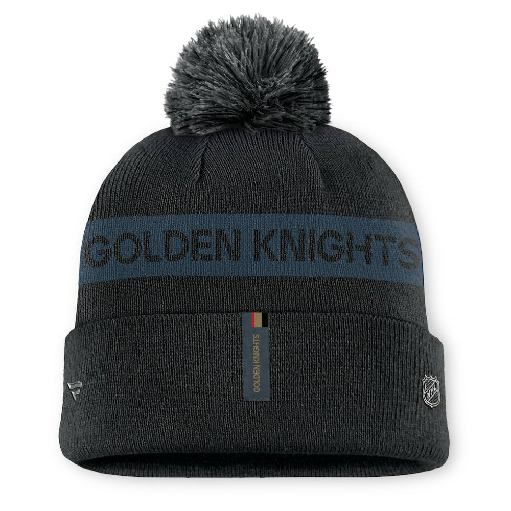 Vegas Golden Knights Fanatics Women's Authentic Pro Rink Cuffed Knit Hat with Pom - Black/ Hats