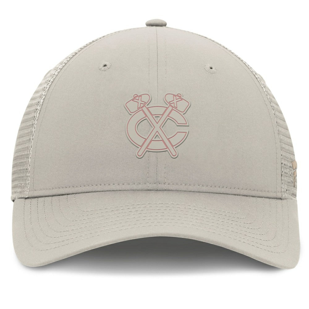 Chicago Blackhawks Fanatics Women's Authentic Pro Road Trucker Adjustable Hat - Tan Hats