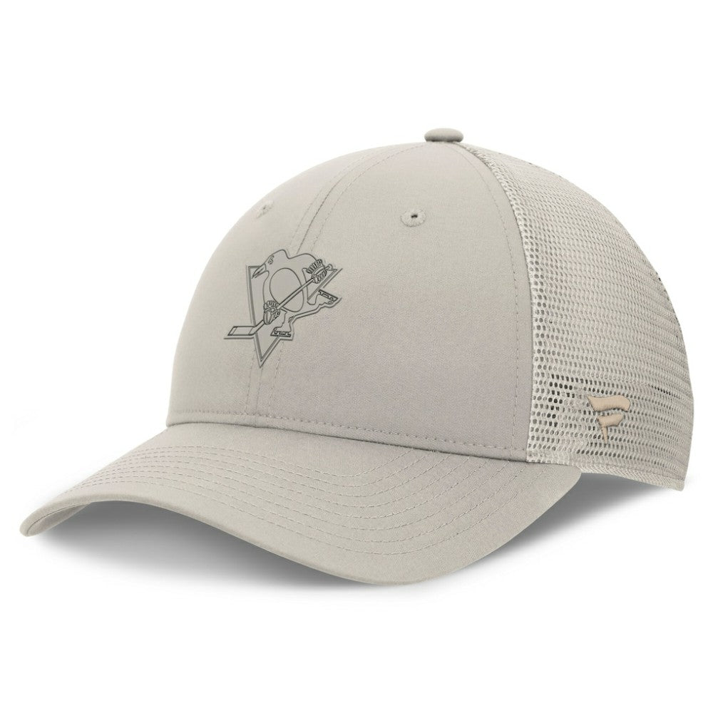 Pittsburgh Penguins Fanatics Women's Authentic Pro Road Trucker Adjustable Hat - Tan Hats