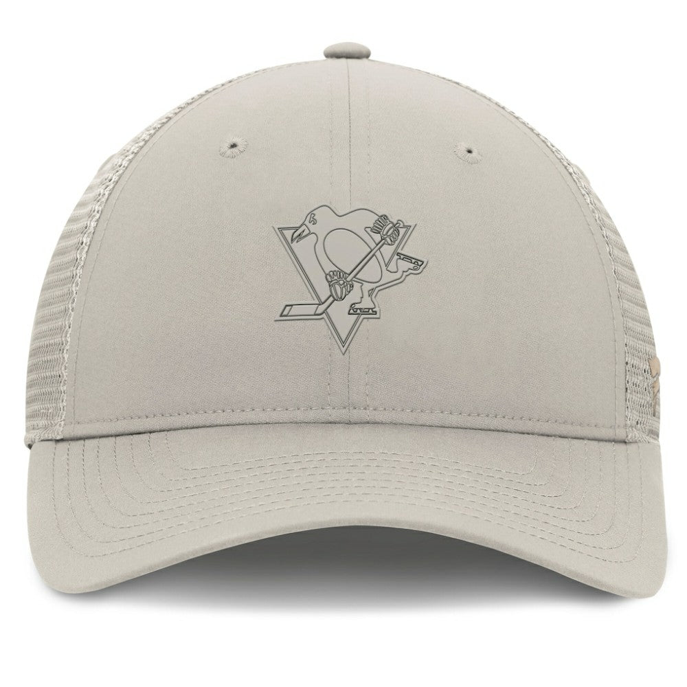 Pittsburgh Penguins Fanatics Women's Authentic Pro Road Trucker Adjustable Hat - Tan Hats