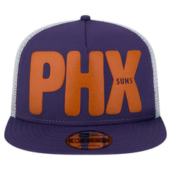 Phoenix Suns Puff Print Team Code A-Frame 9FIFTY Trucker Snapback Hat - Purple shop