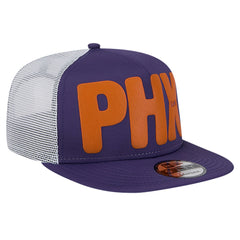 Phoenix Suns Puff Print Team Code A-Frame 9FIFTY Trucker Snapback Hat - Purple shop