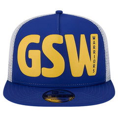 Golden State Warriors Puff Print Team Code A-Frame 9FIFTY Trucker Snapback Hat sale - Royal discount