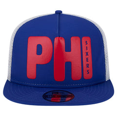 Philadelphia 76ers Puff Print Team Code A-Frame 9FIFTY Trucker Snapback Hat - Royal outlet