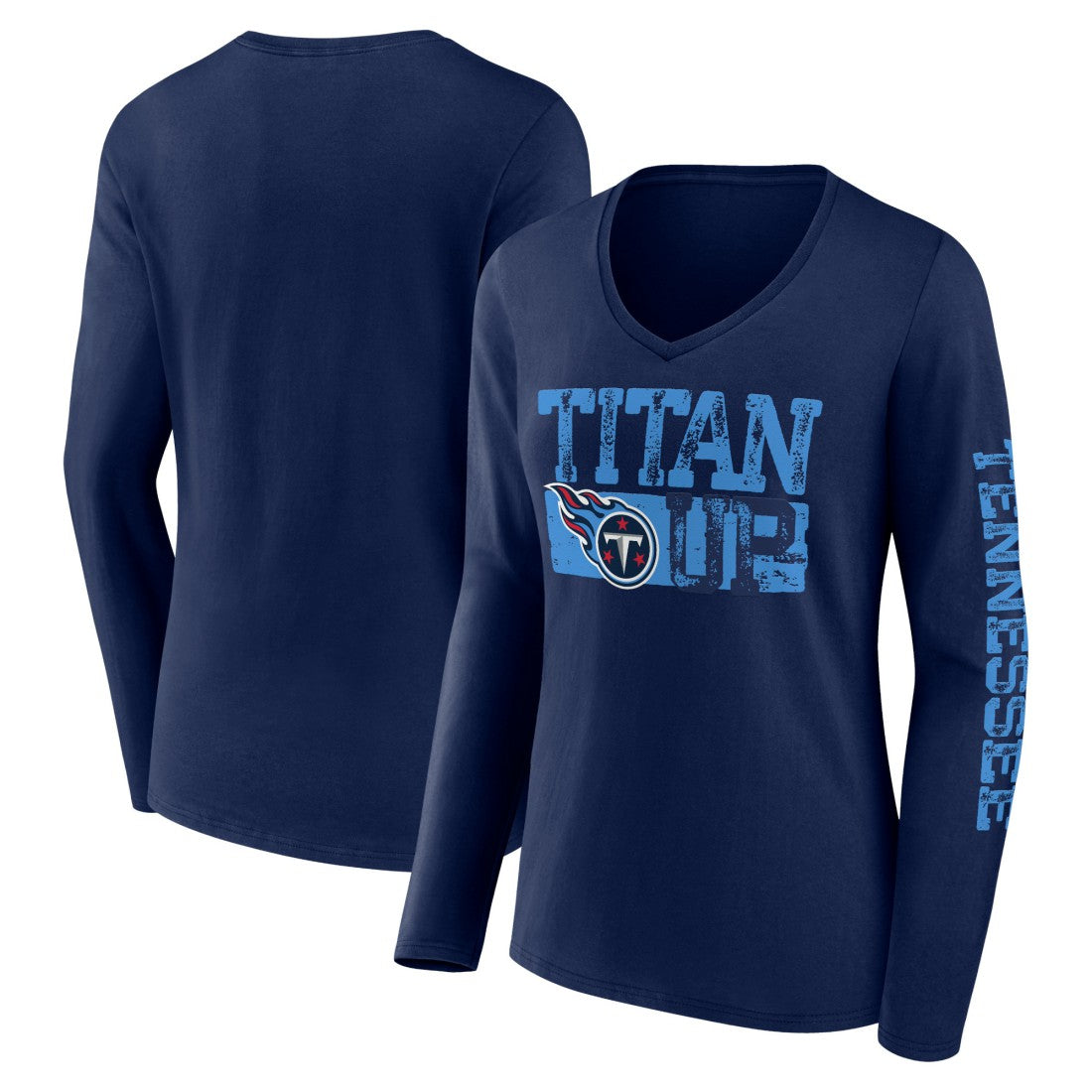 Tennessee Titans Hometown Sweep Long Sleeve V-Neck T-Shirt - Navy sale