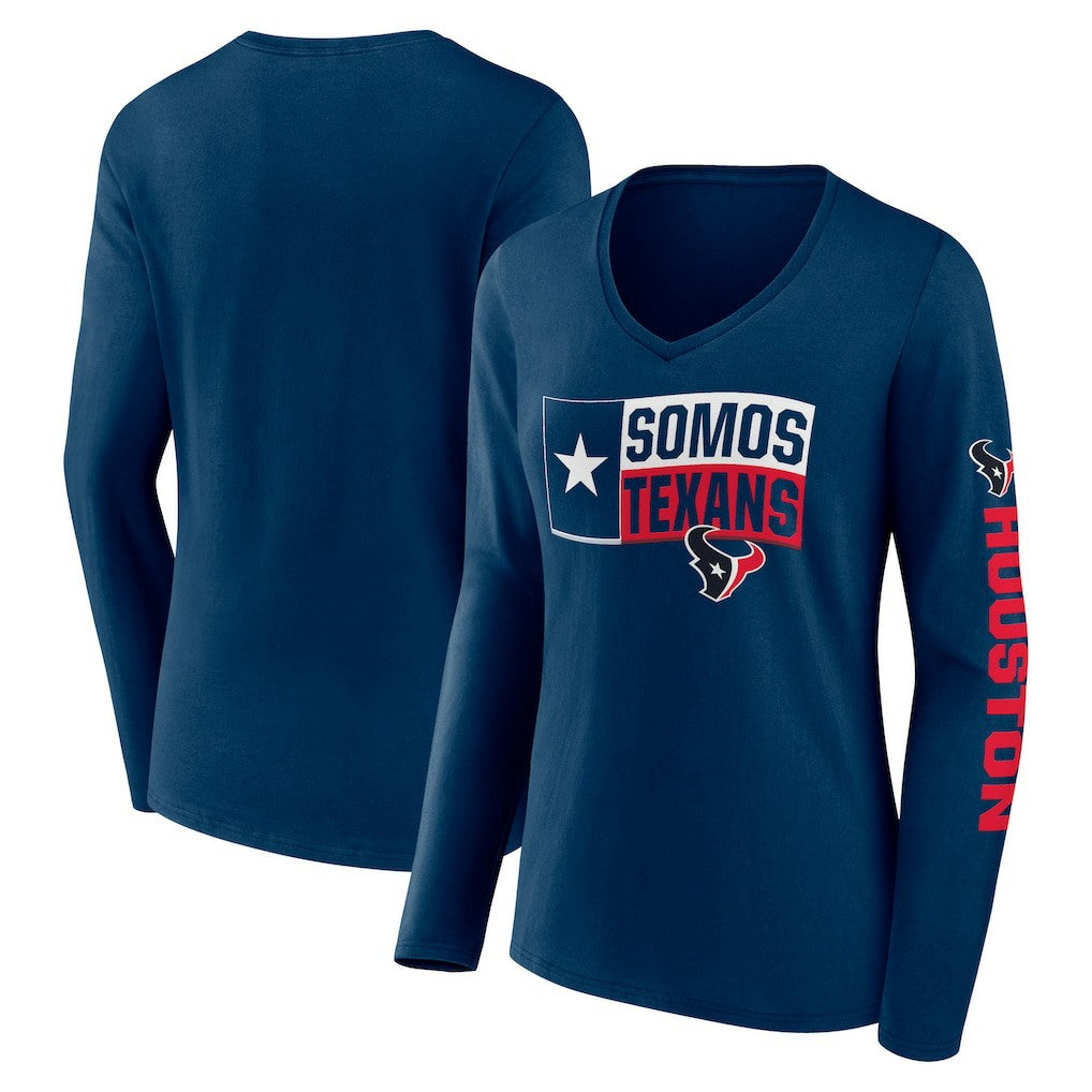 Houston Texans Hometown Sweep Long Sleeve V-Neck T-Shirt - Navy outlet