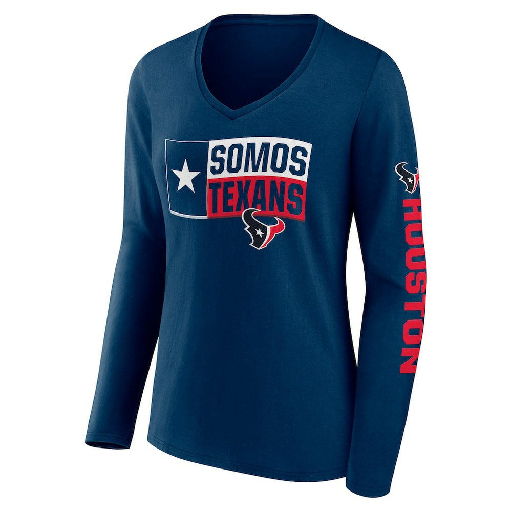 Houston Texans Hometown Sweep Long Sleeve V-Neck T-Shirt - Navy outlet