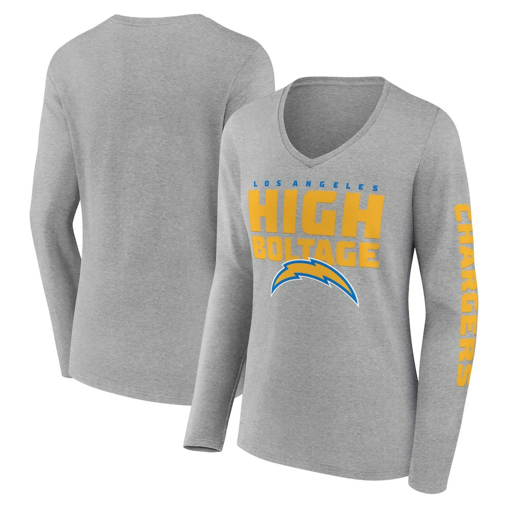 Los Angeles Chargers Hometown Sweep Long Sleeve V-Neck T-Shirt - Heather Gray online