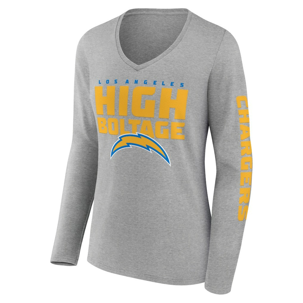 Los Angeles Chargers Hometown Sweep Long Sleeve V-Neck T-Shirt - Heather Gray online