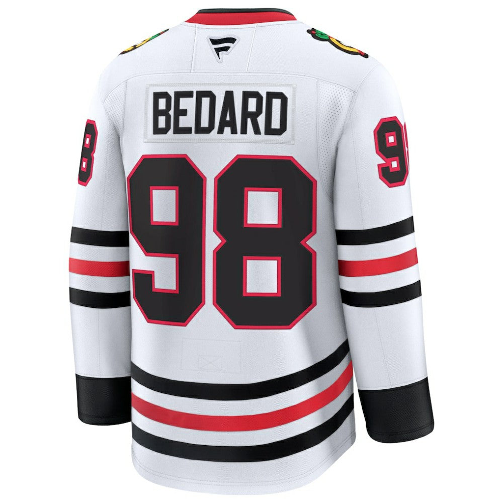 Connor Bedard Chicago Blackhawks Fanatics Away Premium Jersey - White Jerseys