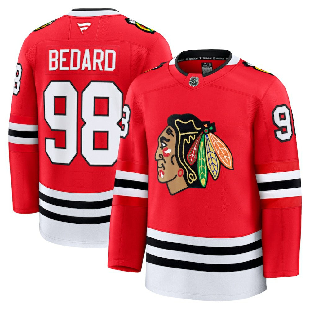 Connor Bedard Chicago Blackhawks Fanatics Home Premium Jersey - Red Jerseys