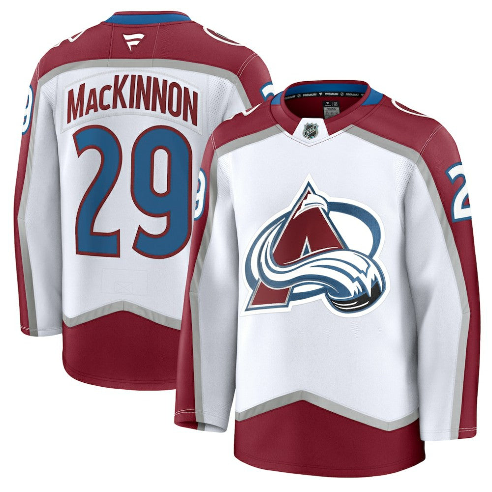 Nathan MacKinnon Colorado Avalanche Fanatics Away Premium Jersey - White Jerseys