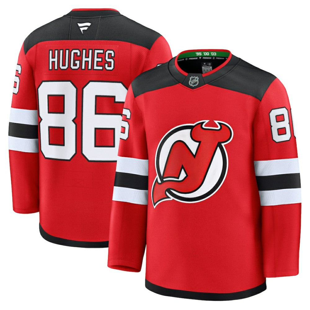 Jack Hughes New Jersey Devils Fanatics Home Premium Jersey - Red Jerseys