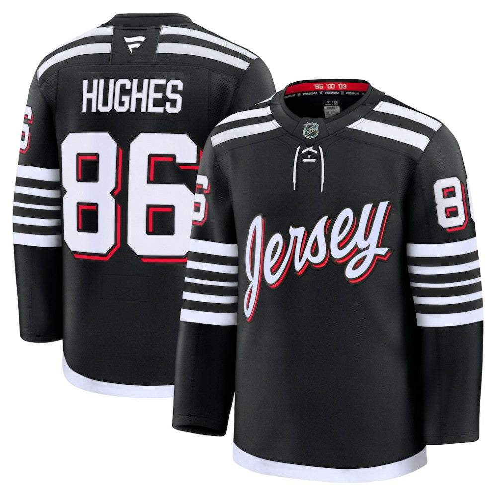 Jack Hughes New Jersey Devils Fanatics Alternate Premium Jersey - Black Jerseys