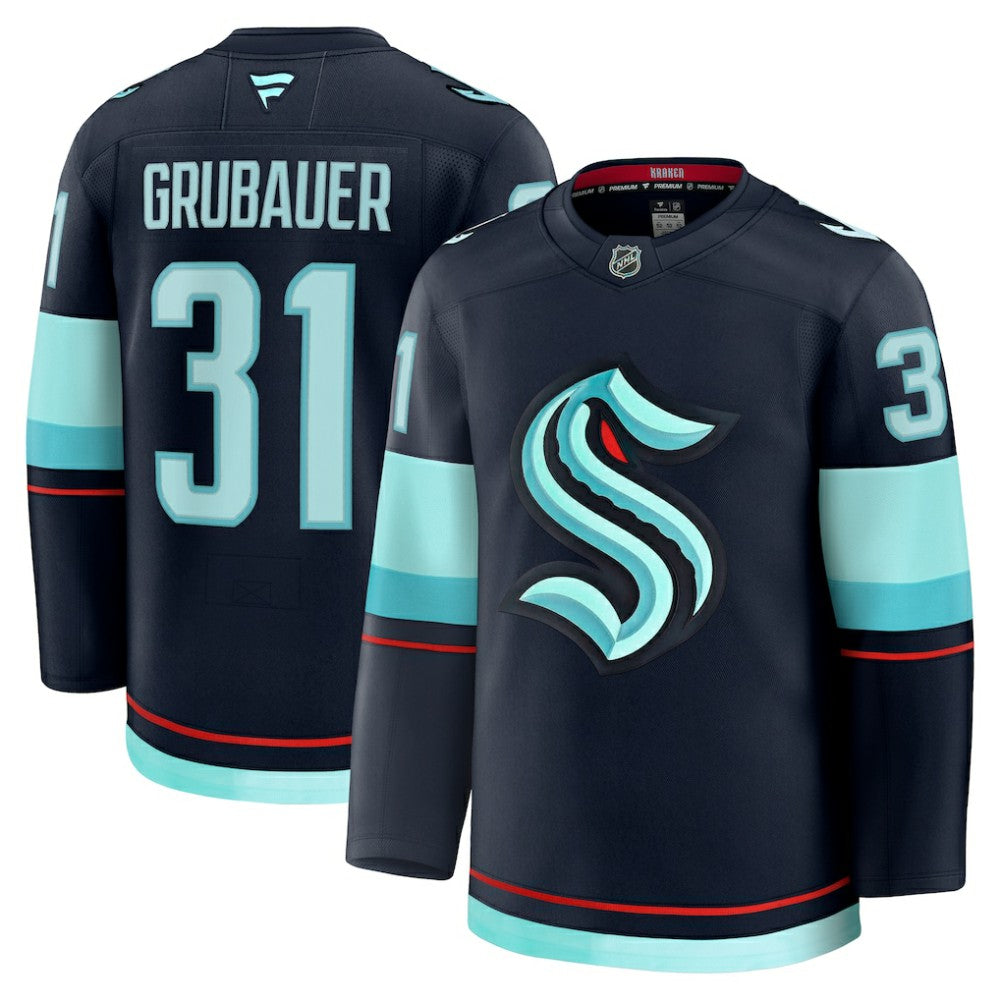 Philipp Grubauer Seattle Kraken Fanatics Home Premium Jersey - Deep Sea Blue Jerseys