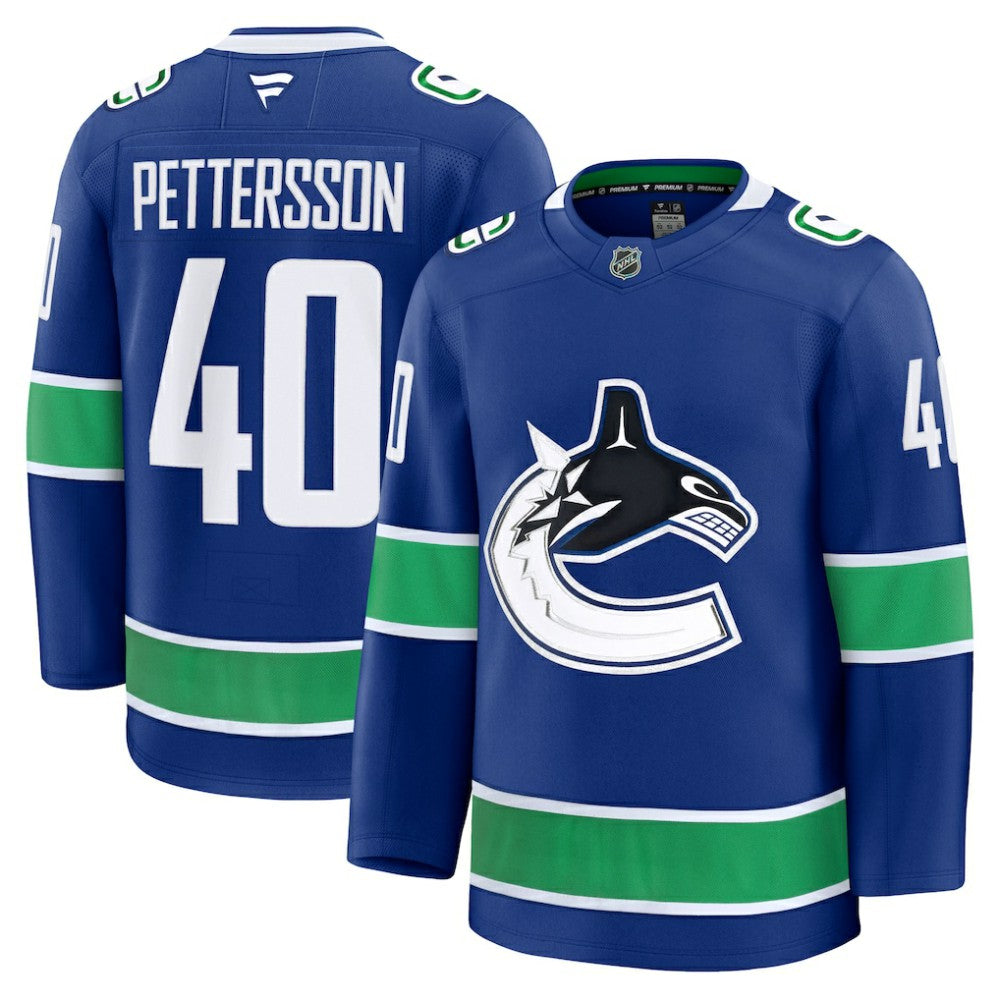 Elias Pettersson Vancouver Canucks Fanatics Home Premium Jersey - Blue Jerseys