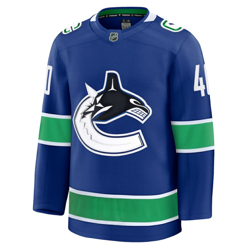 Elias Pettersson Vancouver Canucks Fanatics Home Premium Jersey - Blue Jerseys