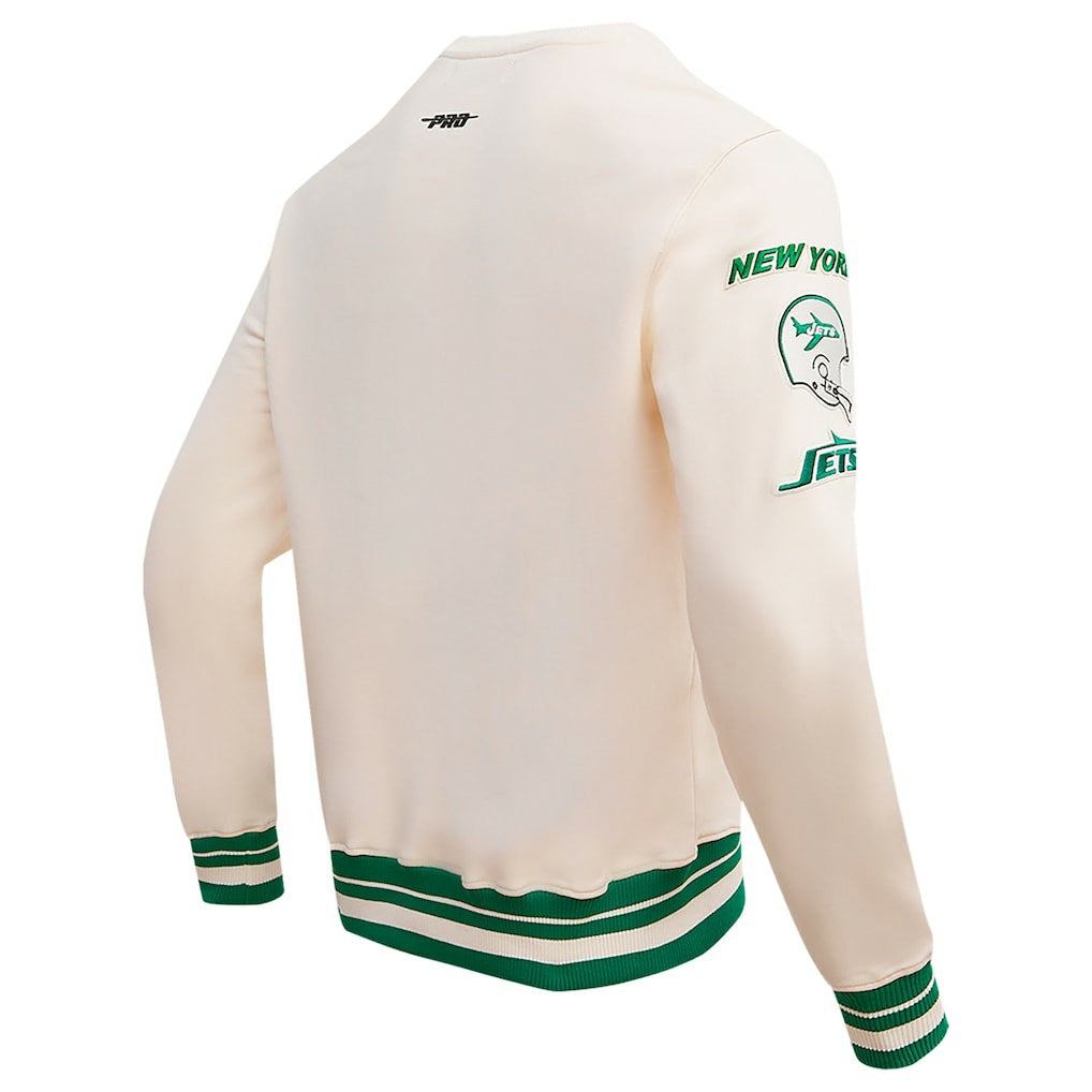New York Jets Pro Standard Retro Classics Fleece Pullover Sweatshirt - Cream for sale