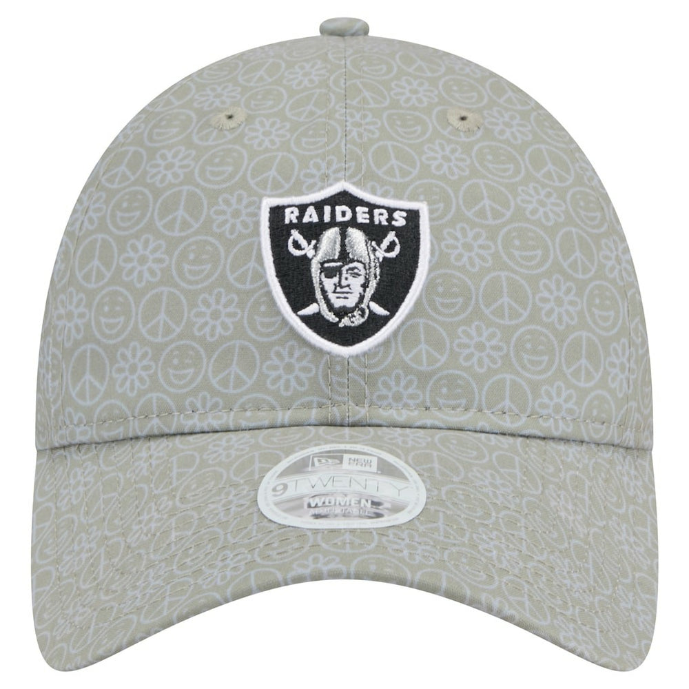 Las Vegas Raiders New Era Women's Smiley 9TWENTY Adjustable Hat - Silver for sale
