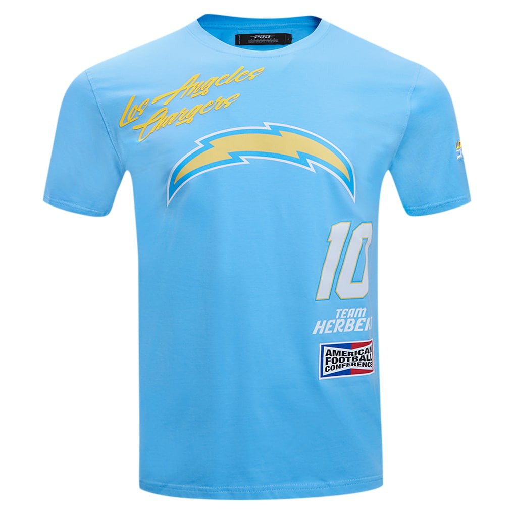 Justin Herbert Los Angeles Chargers Pro Standard Fast Lane Name & Number Player T-Shirt - Powder Blue sale