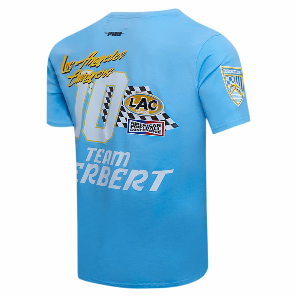 Justin Herbert Los Angeles Chargers Pro Standard Fast Lane Name & Number Player T-Shirt - Powder Blue sale