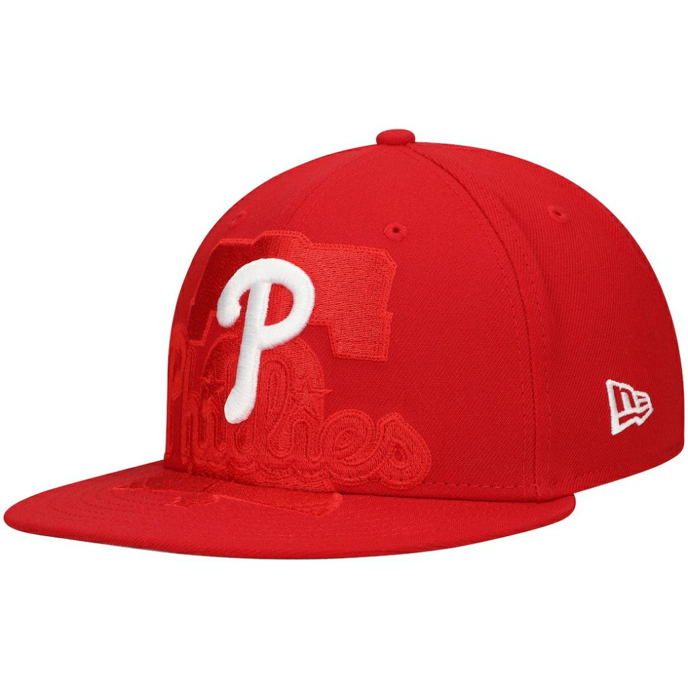 Philadelphia Phillies Shadow Logo 59FIFTY Fitted Hat Red