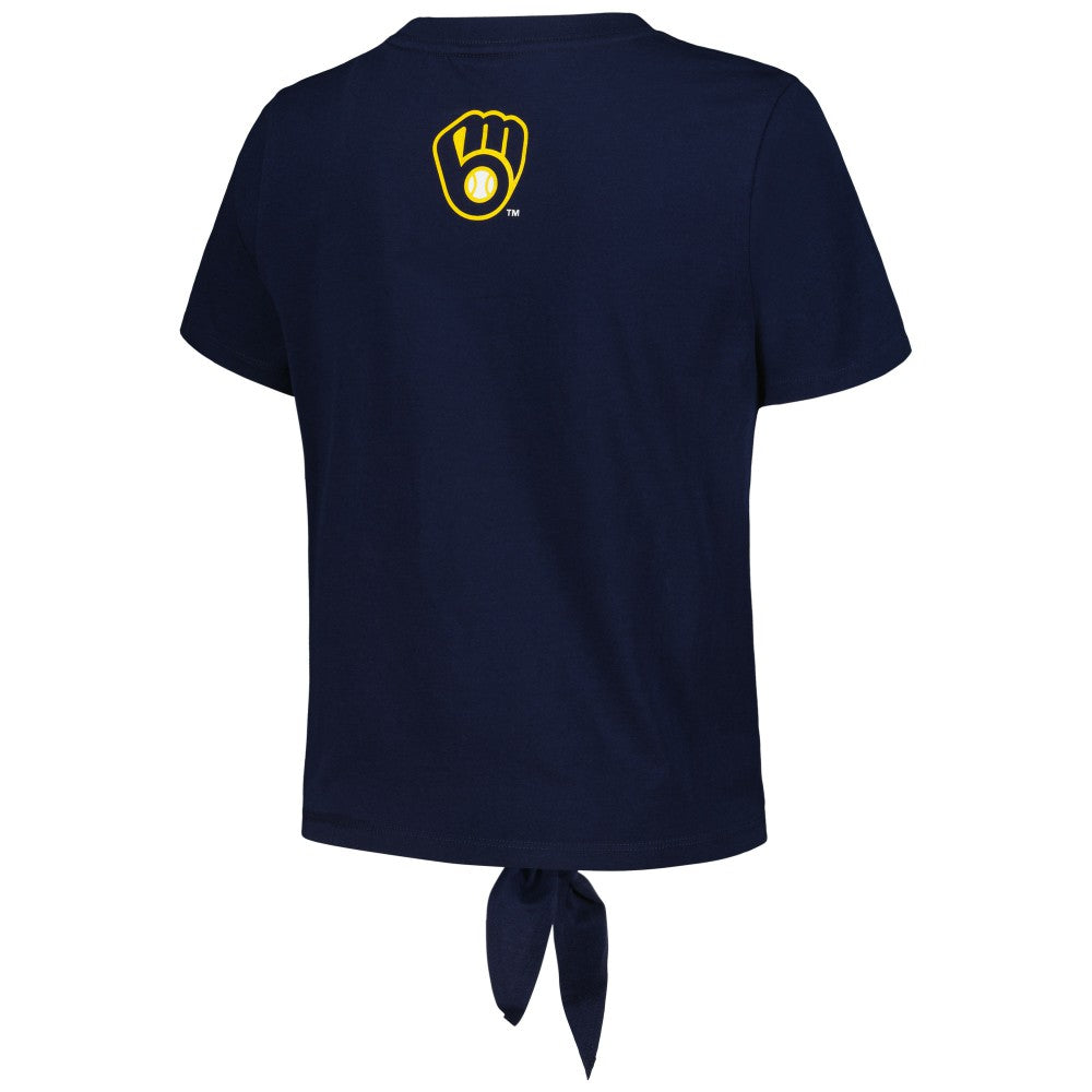 Milwaukee Brewers The Wild Collective Women's Twist Front T-Shirt Navy