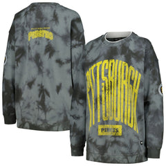 Pittsburgh Pirates The Wild Collective Women's Overdyed Pullover Sweatshirt Charcoal