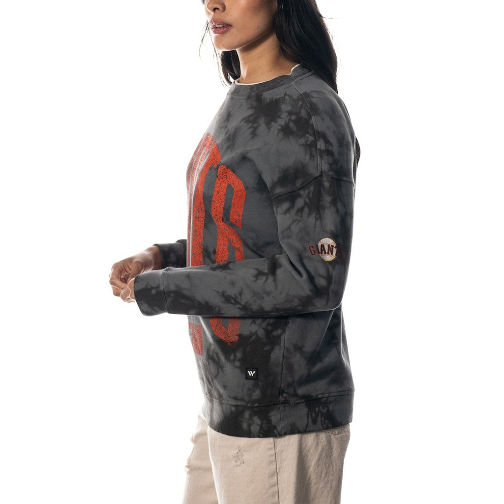San Francisco Giants The Wild Collective Women's Overdyed Pullover Sweatshirt Charcoal
