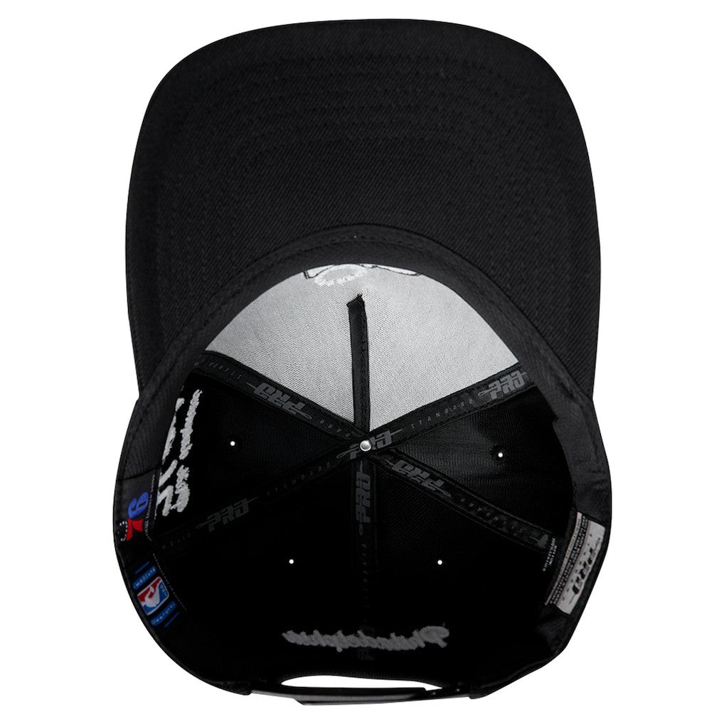 Philadelphia 76ers Pro Standard Paint the City Pinch Front Snapback Hat - Black shop