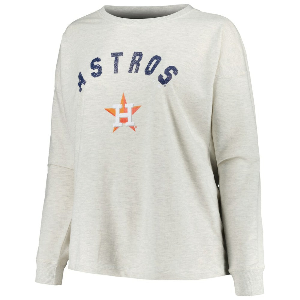 Houston Astros Profile Women's Plus Size French Terry Pullover Sweatshirt Oatmeal