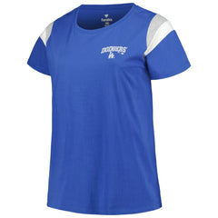 Los Angeles Dodgers Profile Women's Plus Size Scoop Neck T-Shirt Royal