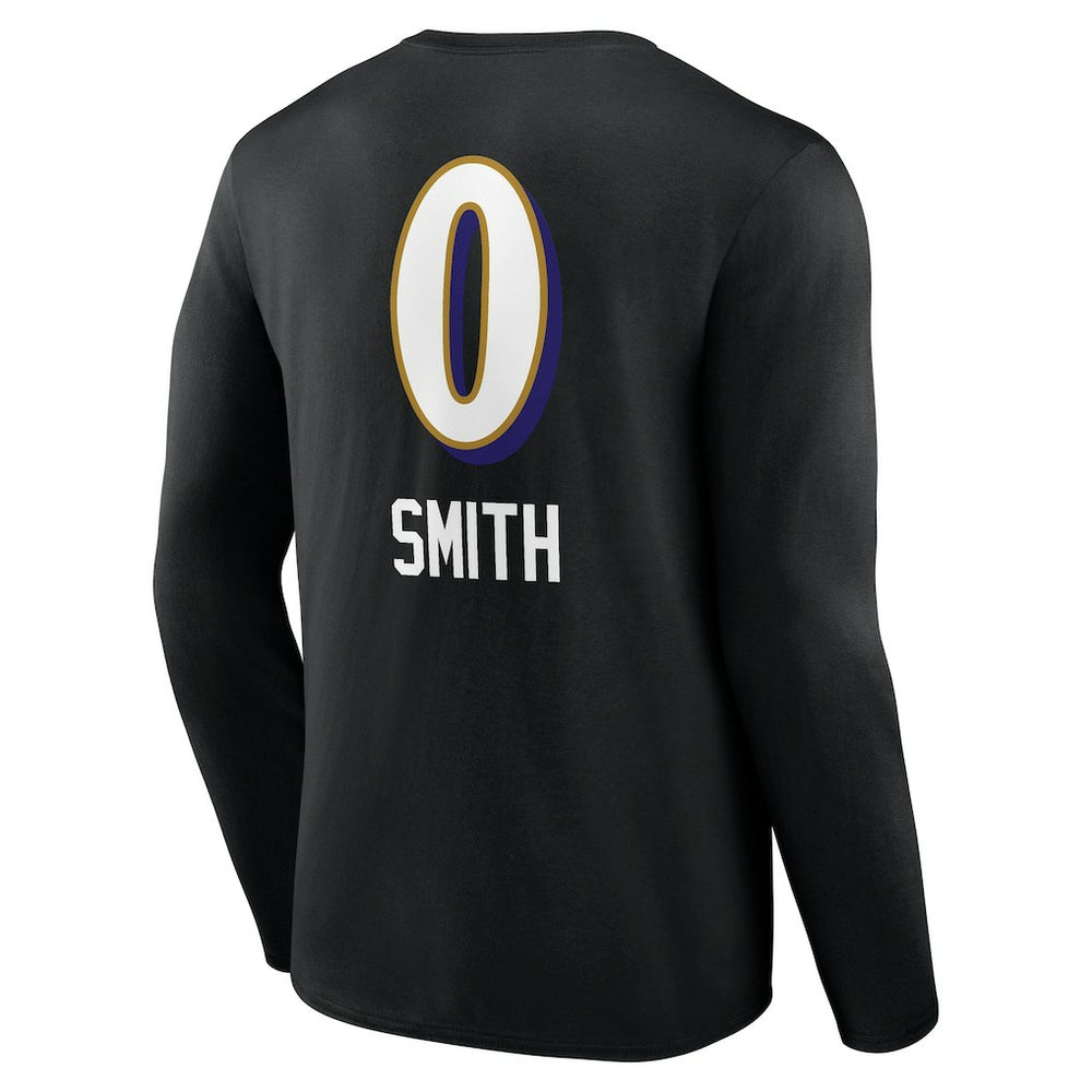 Roquan Smith Baltimore Ravens Team Wordmark Player Name & Number Long Sleeve T-Shirt - Black sale