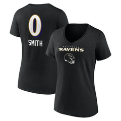 Roquan Smith Baltimore Ravens Women's Team Wordmark Player Name & Number V-Neck T-Shirt - Black outlet