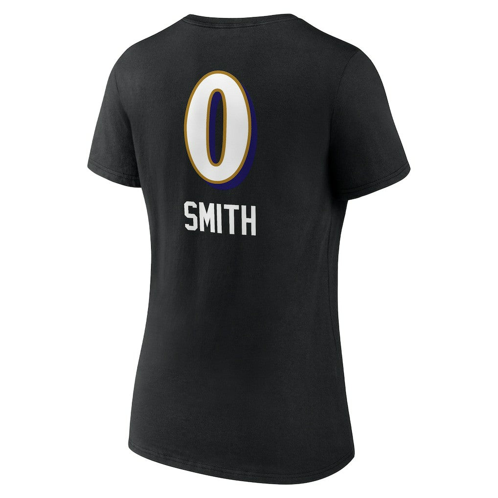 Roquan Smith Baltimore Ravens Women's Team Wordmark Player Name & Number V-Neck T-Shirt - Black outlet